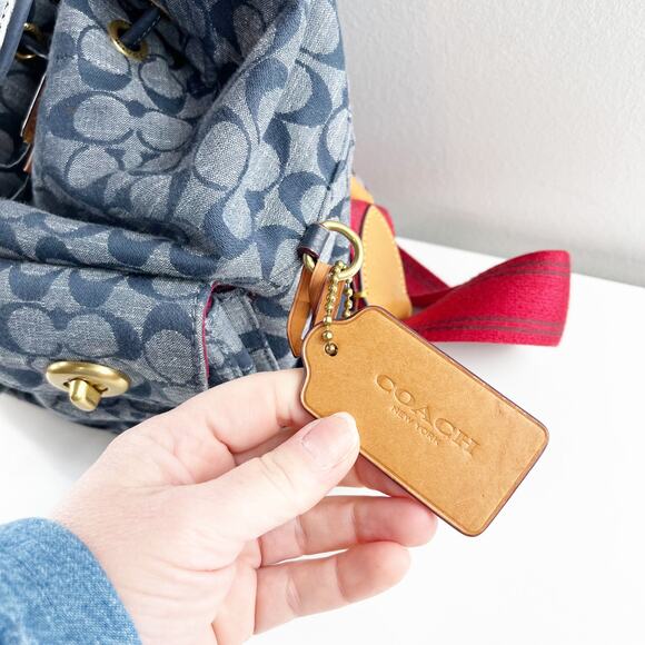 Coach Cargo Signature Canvas Logo Backpack Denim Blue - Picture 2 of 9